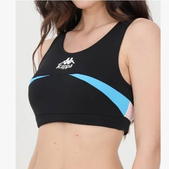 Kappa Black Blue Pink Football Efin Sports Bra Size Small - Picture 1 of 9